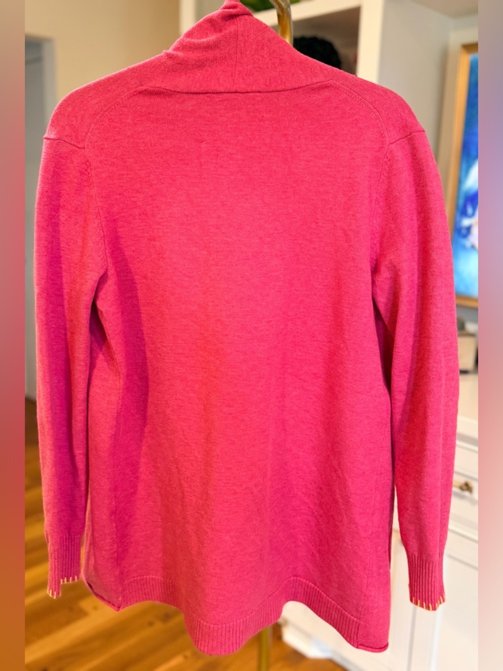 Kerri Rosenthal XOKR Heart Cardigan Pink Rainbow Stitch Open Front Sweater Small - Picture 7 of 12